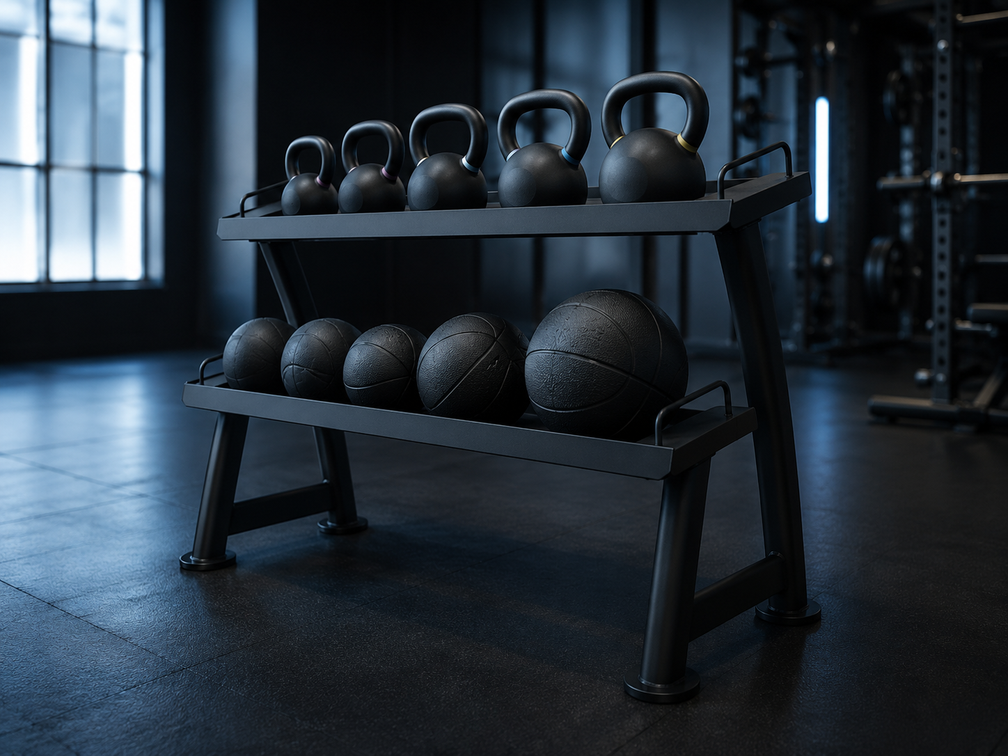 Rastrelliera porta kettlebell e palle mediche