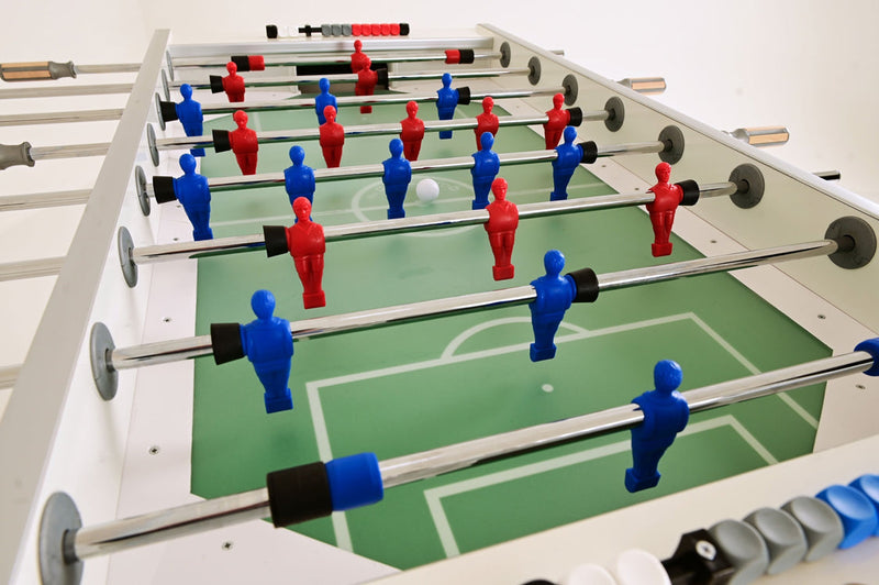 Calciobalilla # 1 ITSF con aste uscenti, campo gioco lungo in vetro