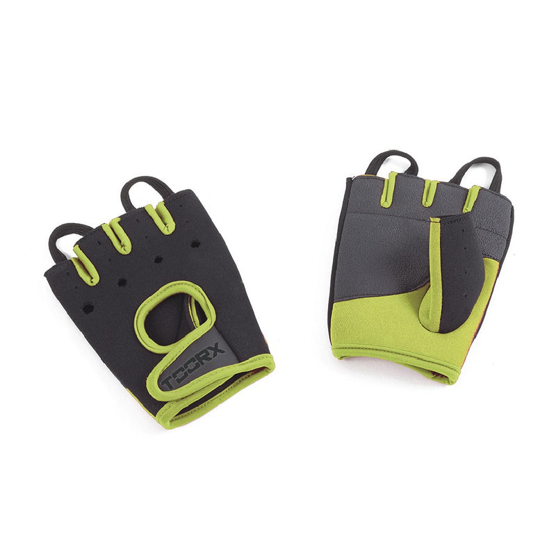 Guanti in neoprene, lycra e pelle scamosciata taglia L neri-verde lime