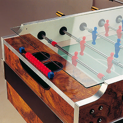 Calciobalilla COPERTO radica aste uscenti piano gioco corto in vetro
