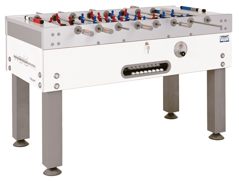 Calciobalilla WORLD CHAMPION 2.0 aste uscenti  piano gioco lungo in vetro
