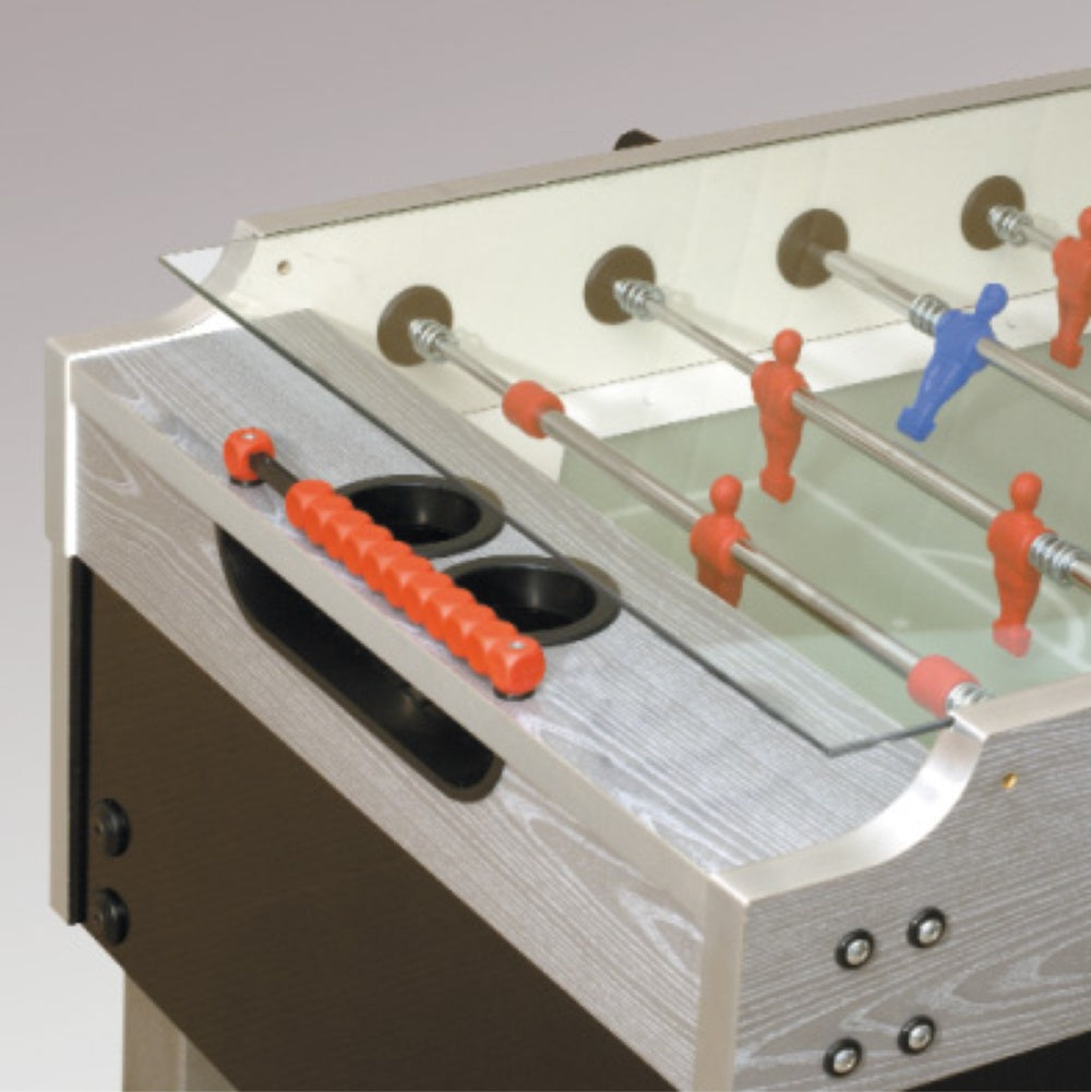 Calciobalilla OLYMPIC SILVER aste uscenti piano gioco corto in vetro-5