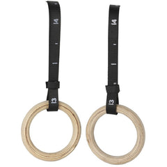 Coppia anelli da ginnastica in legno di faggio con cinghie nylon regolabili