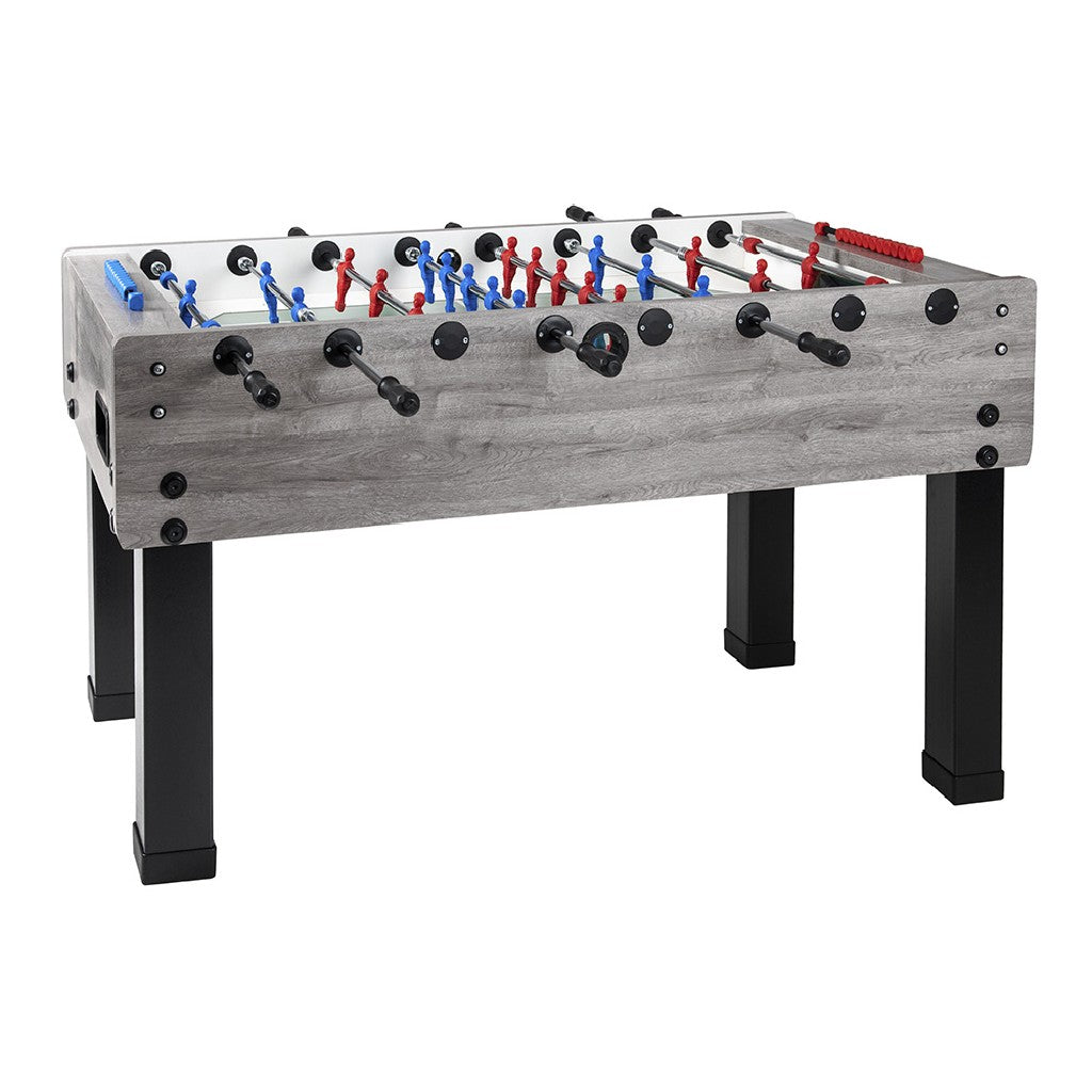 Calciobalilla G-500 rovere-grigio aste rientranti piano gioco corto in vetro