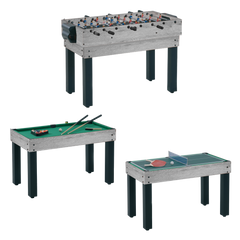 Tavolo multigioco MULTI - 12 giochi in 1 rovere grigio aste rientranti