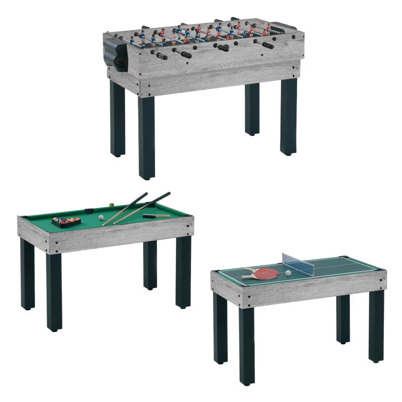Tavolo multigioco MULTI - 12 giochi in 1 rovere grigio aste rientranti