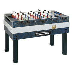 Calciobalilla DELUXE OUTDOOR aste uscenti piano gioco corto vetro lucido,
