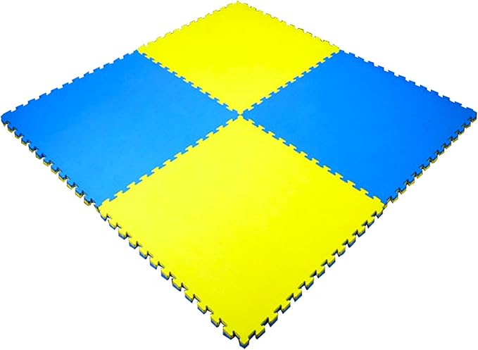 Pavimentazione Ad Incastro Antiscivolo In EVA 2 cm Multidiscipline Giallo/Blu- 9 pz-4