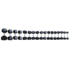 Set coppie manubri esagonali gommati da 2,5 a 25 kg (salto da 2.5 kg)
