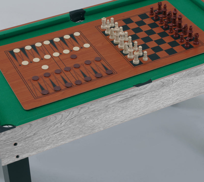 Tavolo multigioco MULTI - 12 giochi in 1 rovere grigio aste rientranti