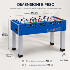 Calcio Balilla Goal [Made in Italy] Biliardino Con Aste Rientranti Telescopiche o Uscenti-3