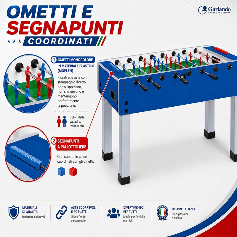 Calcio Balilla Goal [Made in Italy] Biliardino Con Aste Rientranti Telescopiche o Uscenti-6