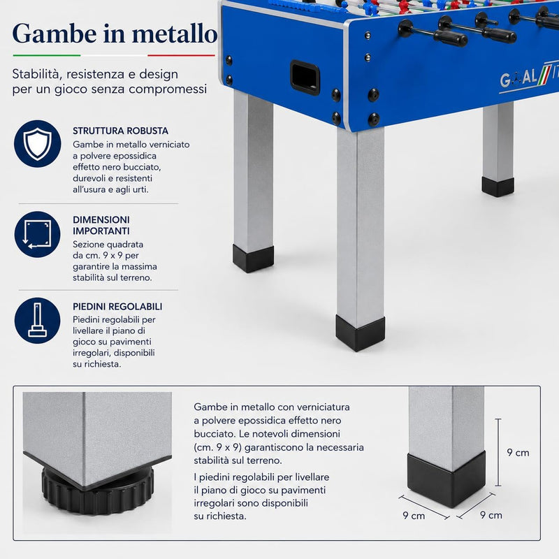 Calcio Balilla Goal [Made in Italy] Biliardino Con Aste Rientranti Telescopiche o Uscenti-7