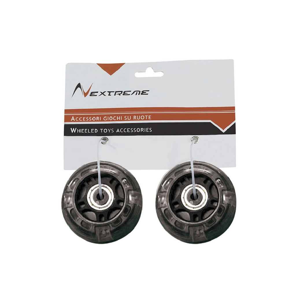 Coppia ruote nere diam. Ø70 mm PVC con cuscinetti ABEC7 e luce bianca