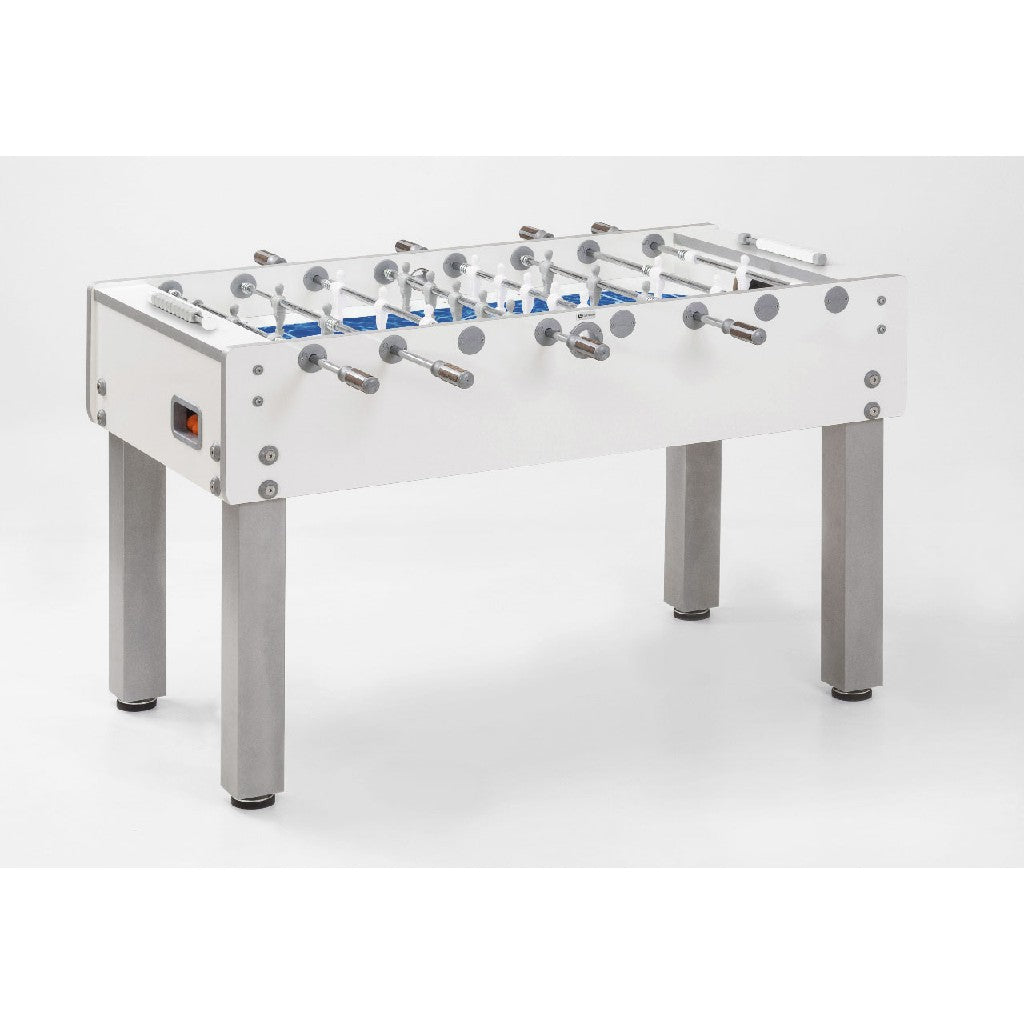 Calciobalilla G-500 PURE WHITE H2O aste rientranti, piano gioco  corto