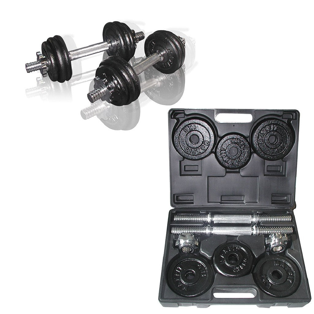 Valigetta pesi ghisa 15 KG. (2 manubri + dischi 8x1 kg + 4x0,75 kg)