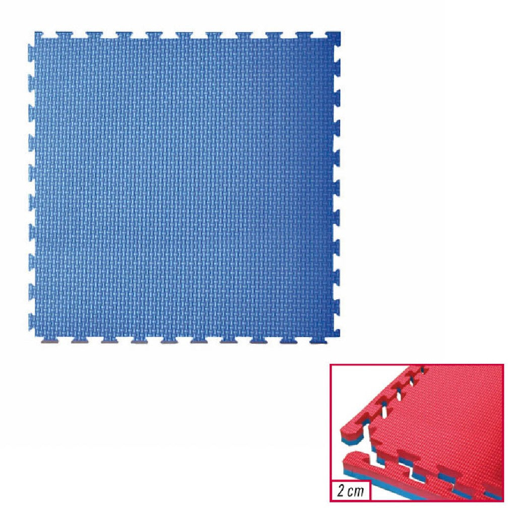 Tappeto Tatami ad incastro 100x100x2 cm. con 4 bordi rosso-blu