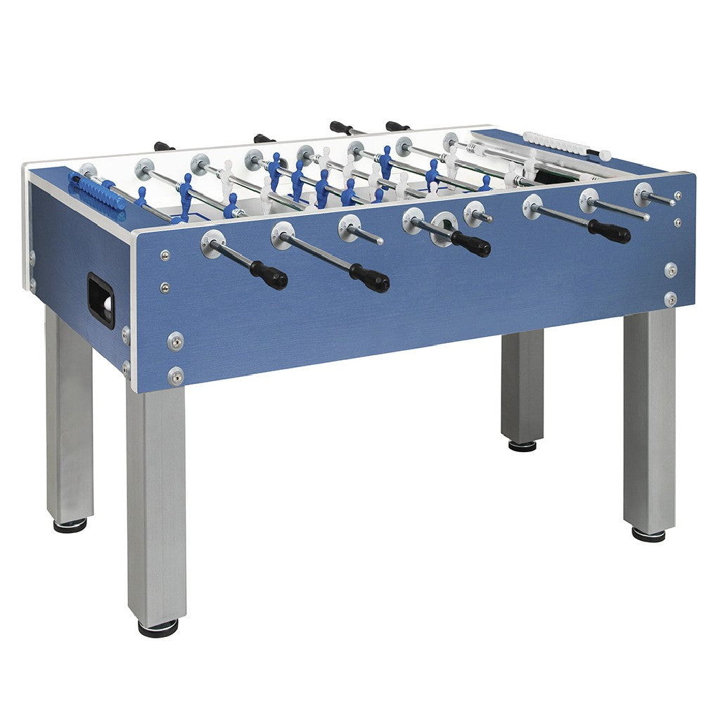 Calciobalilla G-500 WEATHERPROOF blu aste uscenti piano gioco corto