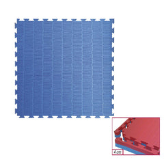 Tappeto Tatami ad incastro 100x100x4 cm. con 4 bordi rosso-blu