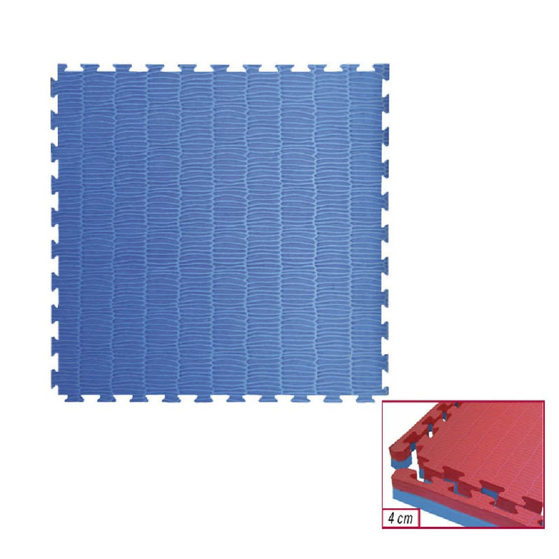Tappeto Tatami ad incastro 100x100x4 cm. con 4 bordi rosso-blu