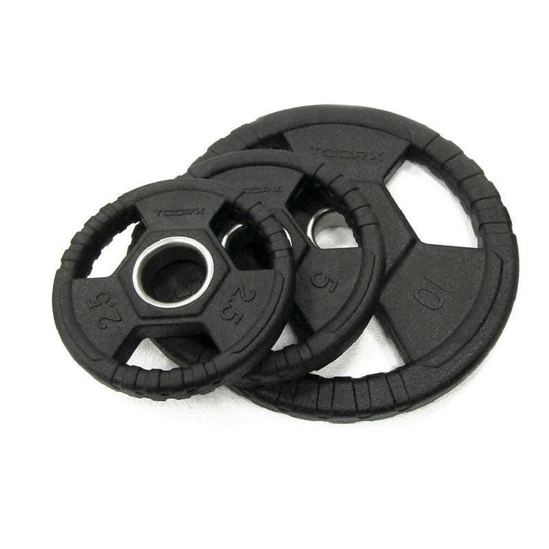 Disco ghisa gommato - 1,25 kg tri grip con foro diam. mm. 50 boccola