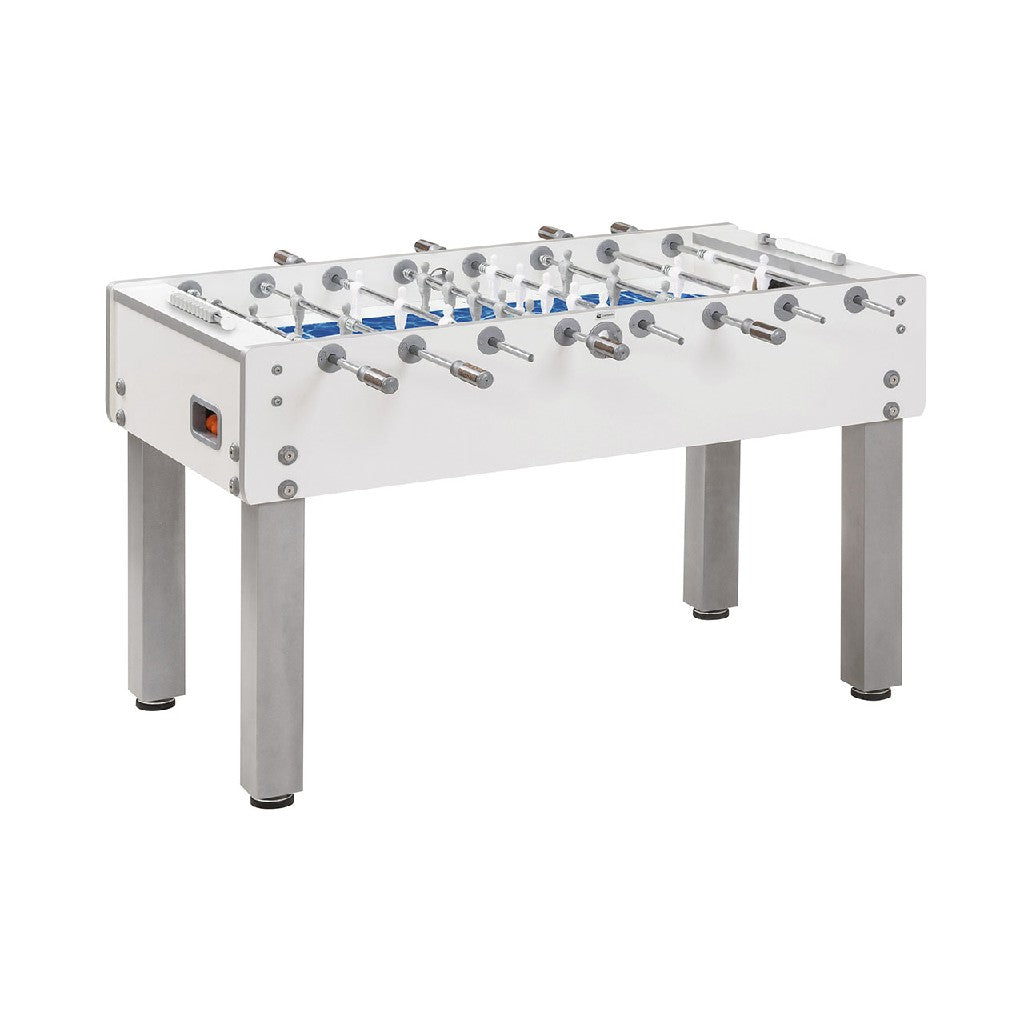 Calciobalilla G-500 PURE WHITE H2O aste uscenti, piano gioco  corto