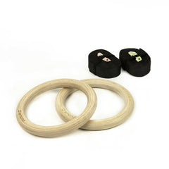 COPPIA ANELLI GINNASTICA IN LEGNO CON STRAP 3,8 mm
