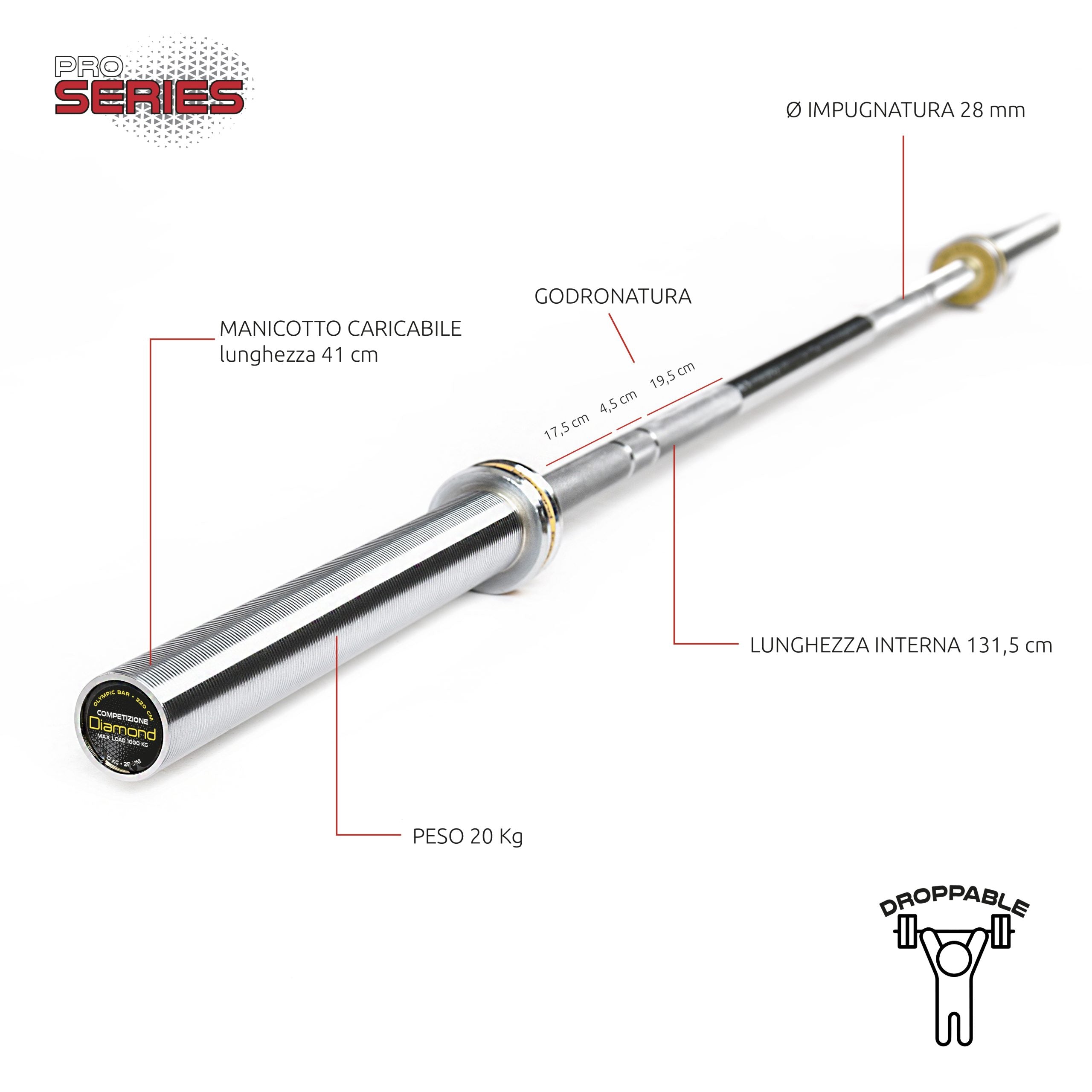 BILANCIERE OLIMPICO COMPETIZIONE - 220 CM
