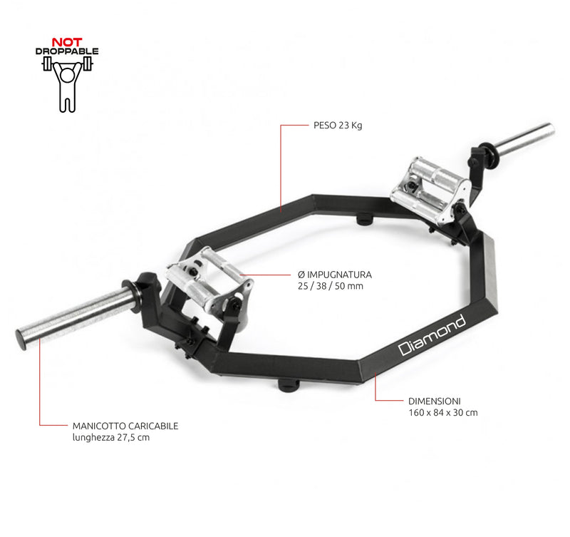 BILANCIERE OLIMPICO ESAGONALE – SHRUG BAR PRO - 300 Kg