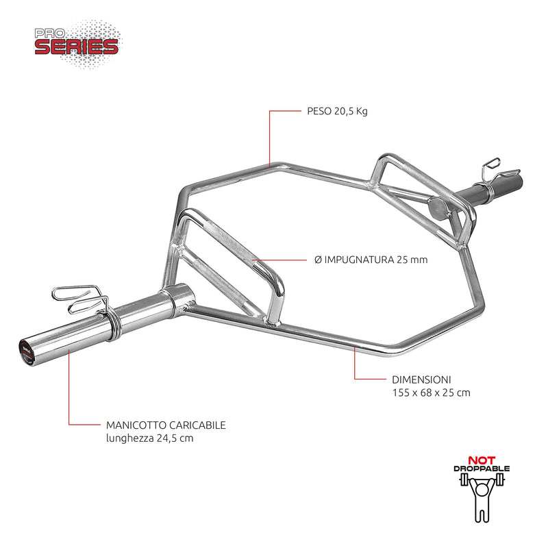 BILANCIERE OLIMPICO ESAGONALE – SHRUG BAR - 200 Kg