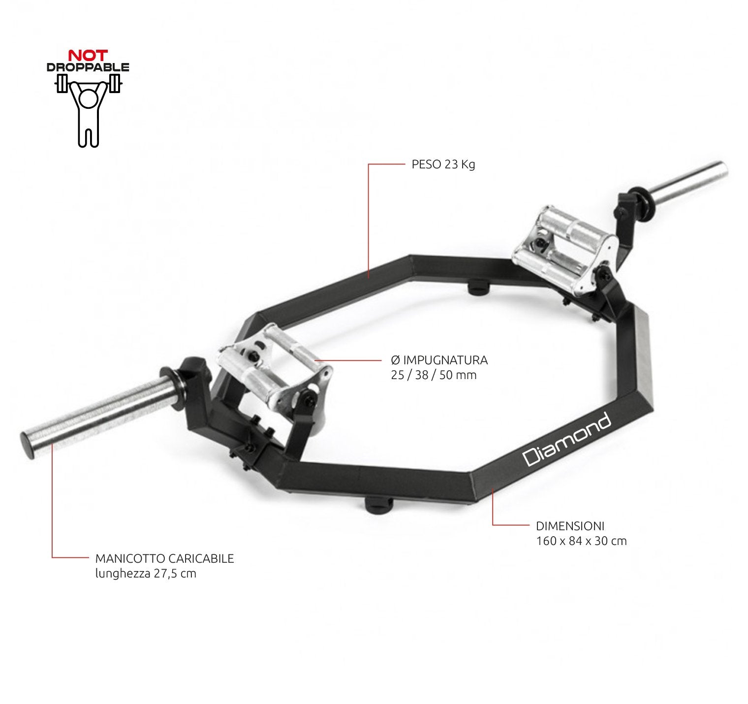 BILANCIERE OLIMPICO ESAGONALE – SHRUG BAR PRO - 300 Kg