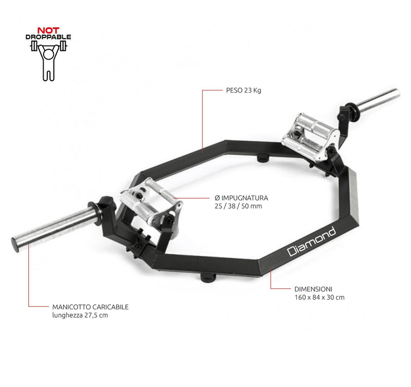 BILANCIERE OLIMPICO ESAGONALE – SHRUG BAR PRO - 300 Kg