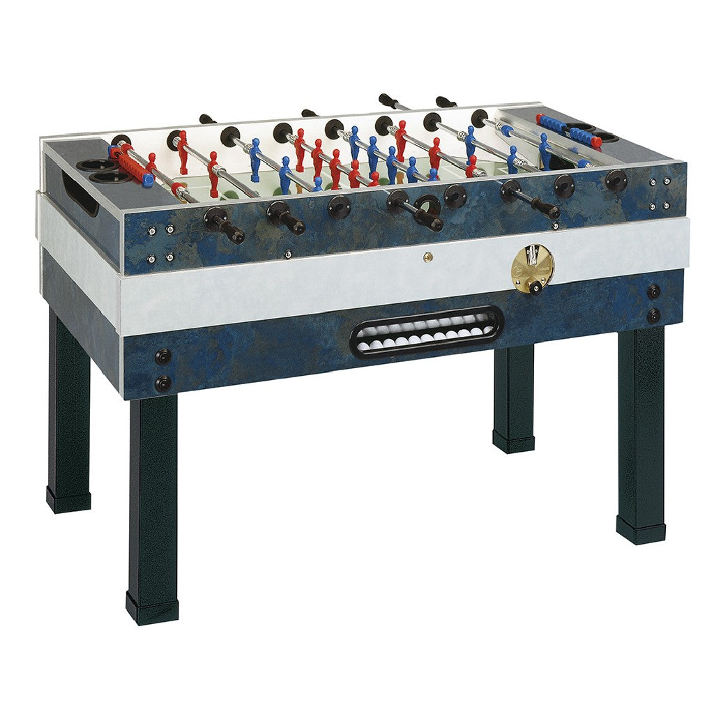 Calciobalilla DELUXE OUTDOOR aste rientranti piano gioco corto vetro