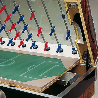 Calciobalilla COPERTO radica aste rientranti piano gioco corto in vetro