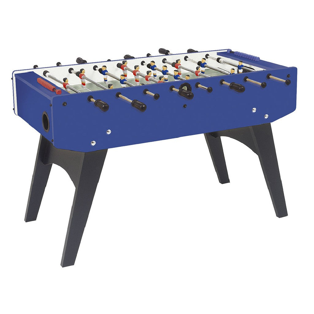 Calciobalilla F-20 blu aste uscenti piano gioco lungo in nobilitato