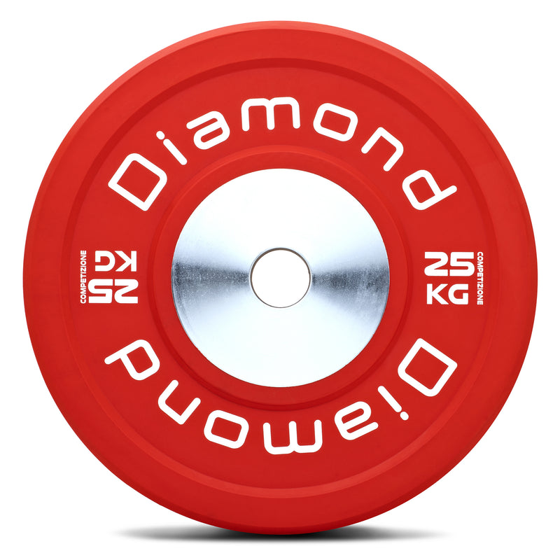DISCO OLIMPICO BUMPER COMPETIZIONE PRO Ø 45 cm 25 Kg - Rosso DOCD25-PN