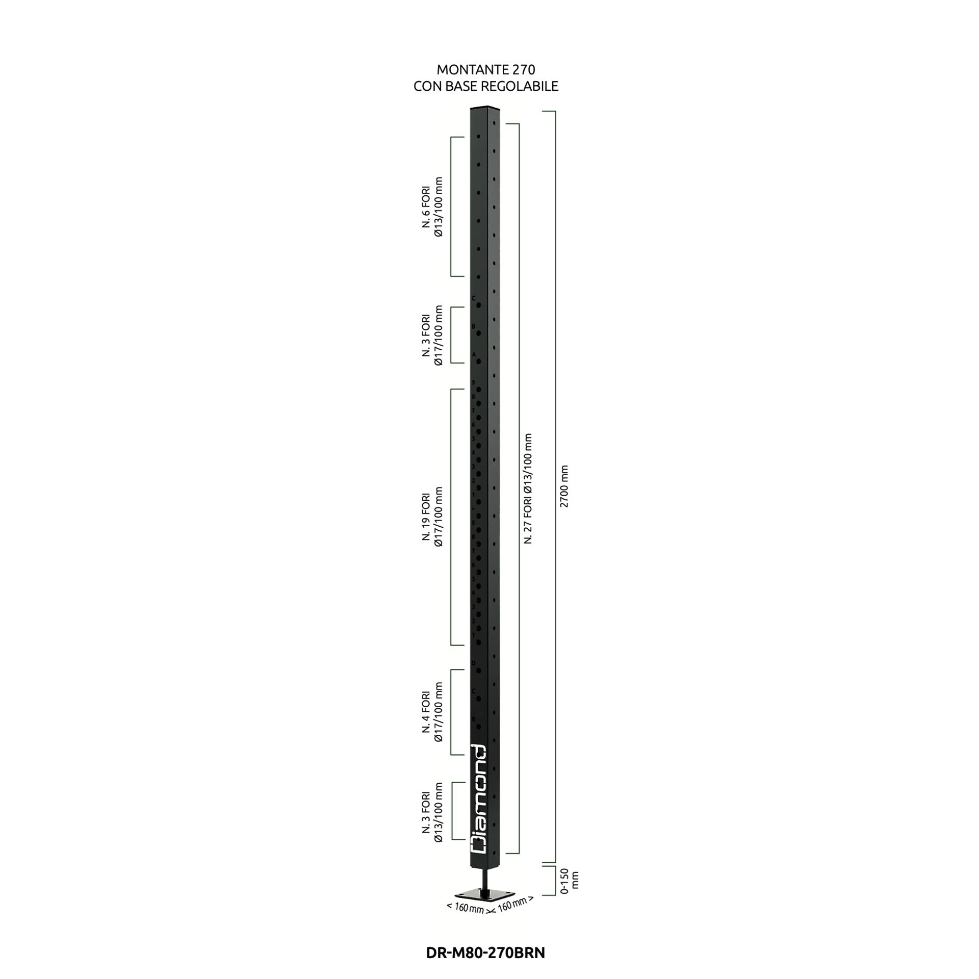 MONTANTE 270 CON BASE REGOLABILE