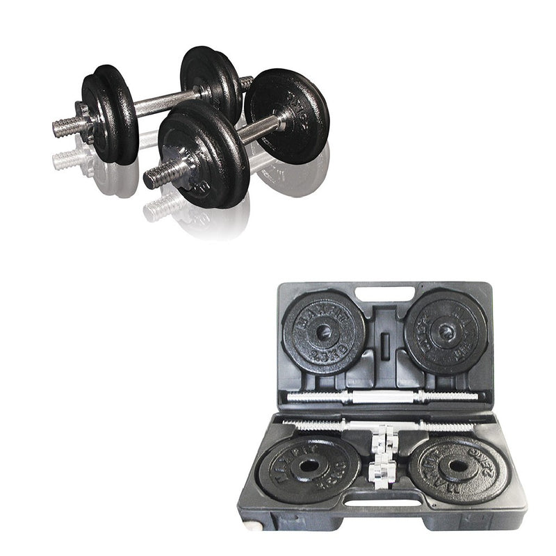 Valigetta pesi ghisa 20 KG. (2 manubri + dischi 4x2,5 kg + 4x1,5 kg)