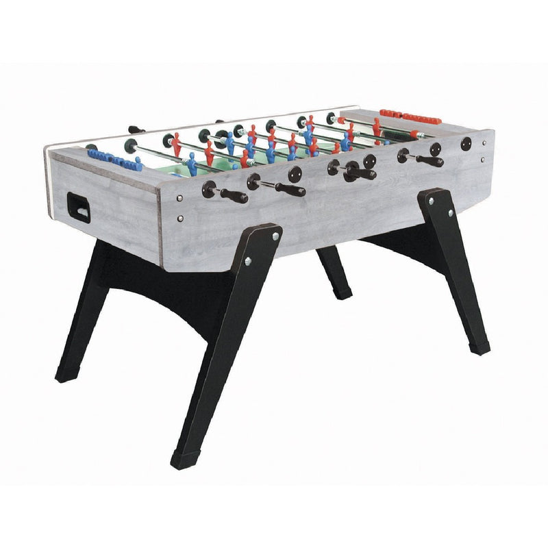 Calciobalilla G-2000 rovere-grigio aste uscenti piano gioco corto in vetro