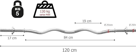 Bilanciere Curvo 120 cm con foro Ø 25 - TOORX-5