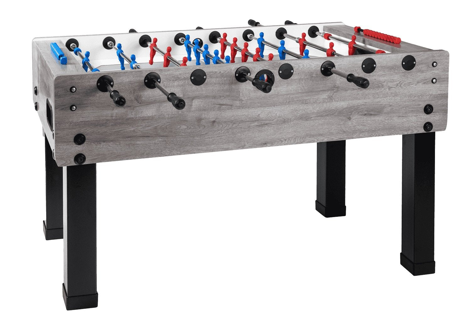 Calciobalilla G-500 rovere-grigio aste rientranti piano gioco corto in vetro