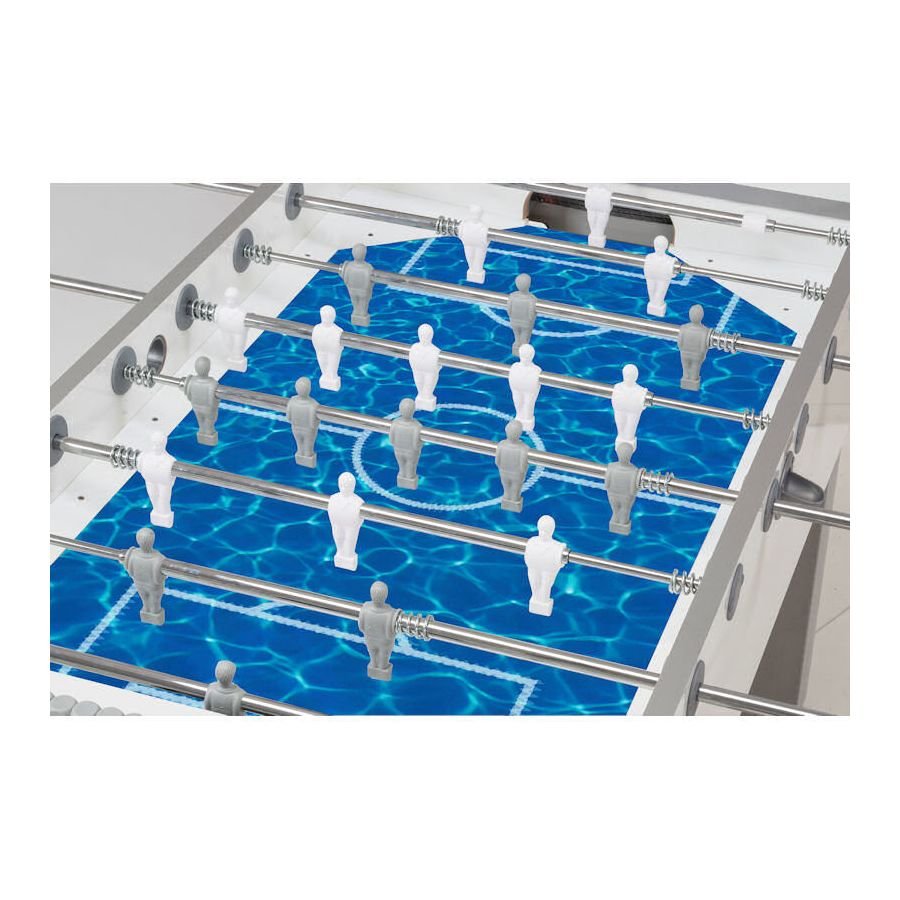 Calciobalilla G-500 PURE WHITE H2O aste uscenti, piano gioco  corto