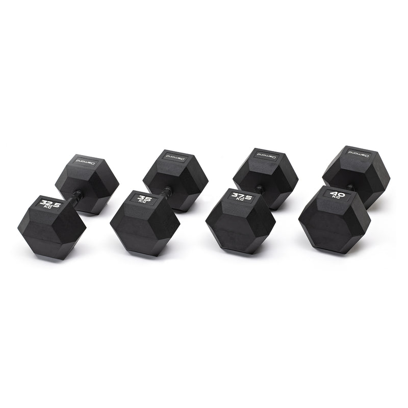 SET MANUBRI GOMMATI ESAGONALI BLACK 42,5-50 Kg
