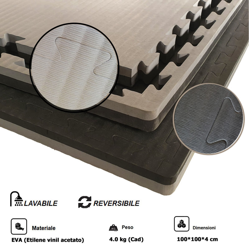 TATAMI IN EVA ALTA DENSITà 4 CM NERO E GRIGIO