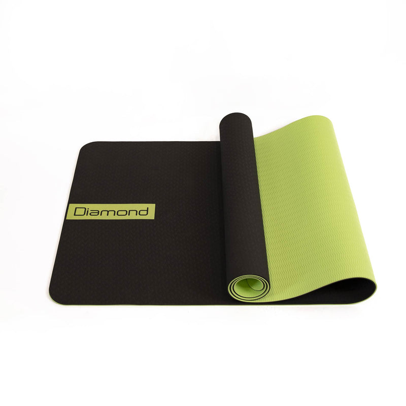 TAPPETINO YOGA IN TPE 183 x 60 x 0,6 cm - BICOLORE VERDE MELA/NERO TY5