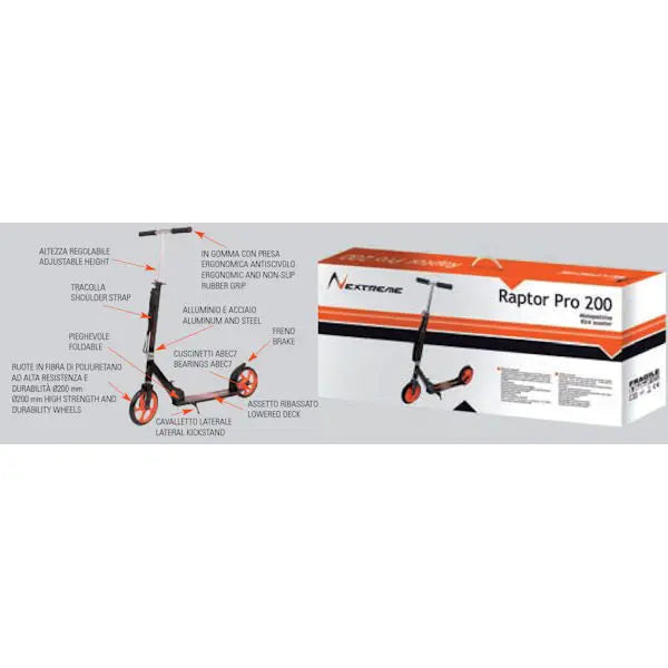 Monopattino Raptor Pro 200 – Nero Arancio-3