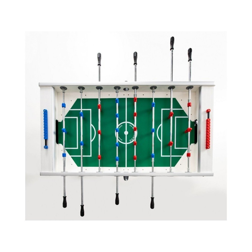 Calciobalilla G-500 WEATHERPROOF bianco aste uscenti piano gioco corto in