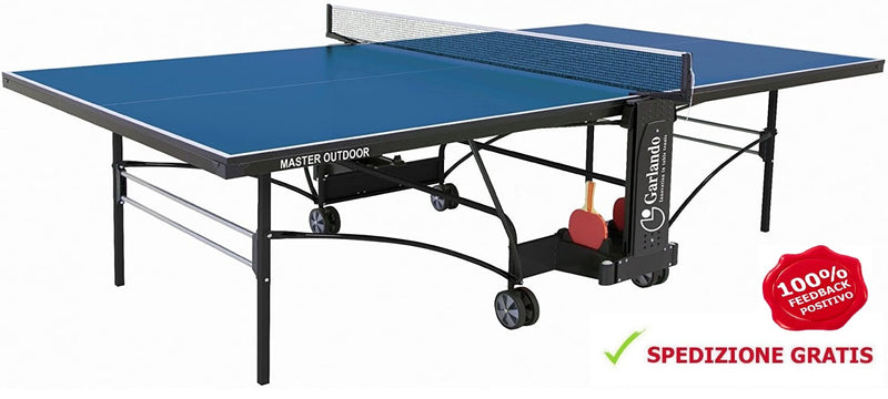 Ping pong MASTER OUTDOOR piano blu con ruote, per esterno