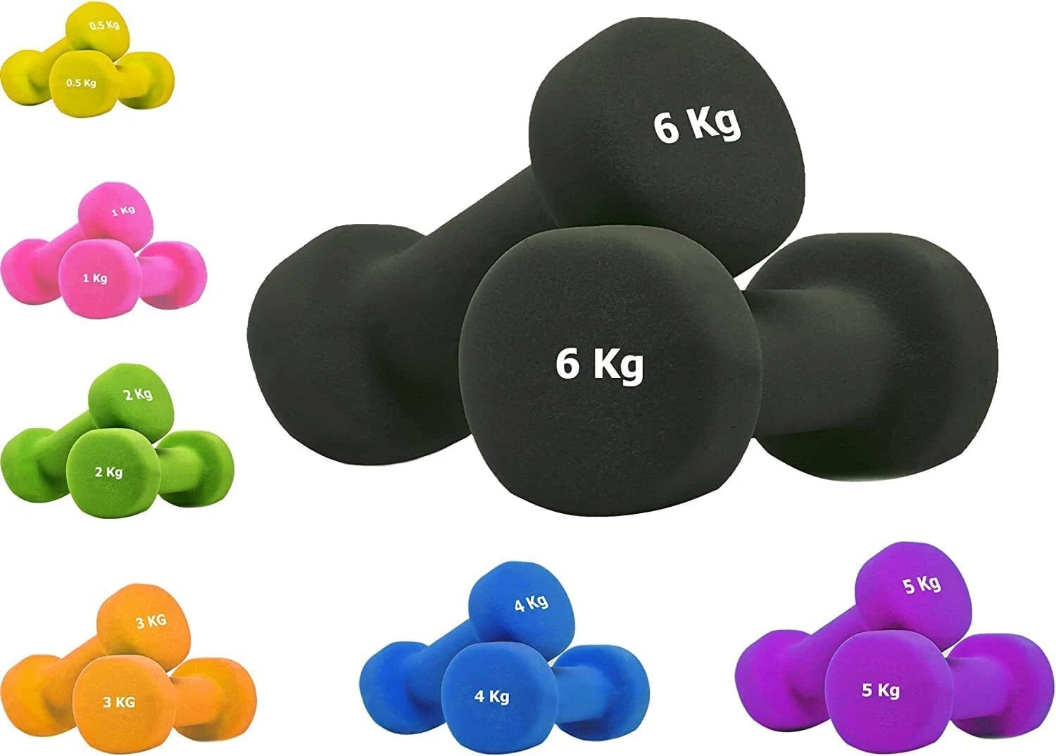 Manubrio in Neoprene da 0.5 kg a 6 kg - Venduto Singolarmente