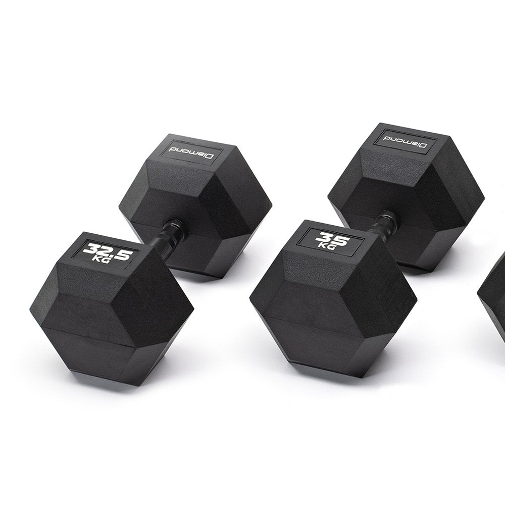 Set 4 coppie manubri esagonali gommati Black 32,5-40 Kg